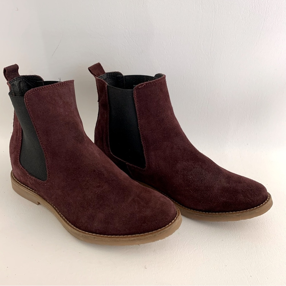 DNA Footwear Burgundy Wine Suede Ankle Boots